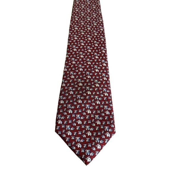 Brooks Brothers Red White Blue Elephant Print Silk Necktie Tie Italian Fabric - Picture 2 of 8
